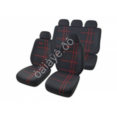 Чехлы на сиденья 9пр., черные+красная нитка М5, Classic series /1/10_