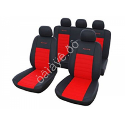 Чехлы на сиденья 9пр., черные+красная вставка М5, Racing series /1/10_