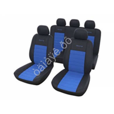 Чехлы на сиденья 9пр., черные+синяя вставка М5, Racing series /1/10_