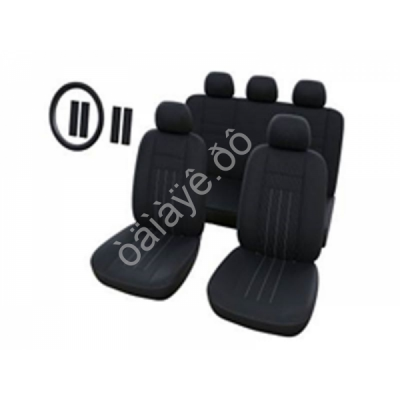 Чехлы на сиденья 14пр., черные+3 серых нити М5, Lines series /1/10_