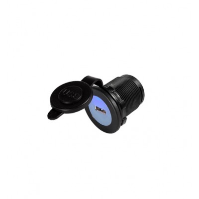 Разъём (гнездо) питания USB SCI 12/24V-5V-2,1А (стационарн., 1 порт, с крышкой и подсв., под гайку) Разъём (гнездо) питания USB SCI 12/24V-5V-2,1А (стационарн., 1 порт, с крышкой и подсв., под гайку)
