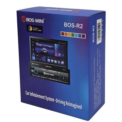 Автомагнитола 1DIN BOS-MINI с выдвижным экраном R2 Android 7" 4+64GB