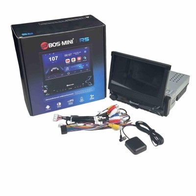 Автомагнитола 1DIN BOS-MINI с выдвижным экраном R5 Android 7" 4+64Gb