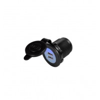 Разъём (гнездо) питания USB SCI 12/24V-5V-2,1А (стационарн., 2 порта, с крышкой и подсв., под гайку)