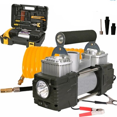 Компрессор двухпоршневой в кейсе, с ремкомплектом для ремонта шин