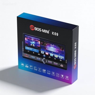 Автомагнитола Android BOS-MINI K69 (1DIN) 6.9 дюймов 4+64 8CPU,Type-C, с активным охлаждением