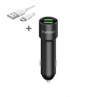 Блок питание USB (авто) Earldom ES-CC20 с кабелем для micro, удлиненный корпус, 2USB выхода, черный
