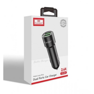 Блок питание USB (авто) Earldom ES-CC20, удлиненный корпус, 2USB выхода, черный.