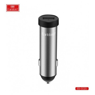 Блок питание USB (авто) Earldom ES-CC21, удлиненный корпус, USB выход, серебро