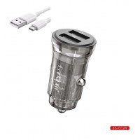 Блок питание USB (авто) Earldom ES-CC24M 3.4A с кабелем для micro, 2USB выхода, прозрачный корпус Блок питание USB (авто) Earldom ES-CC24M 3.4A с кабелем для micro, 2USB выхода, прозрачный корпус