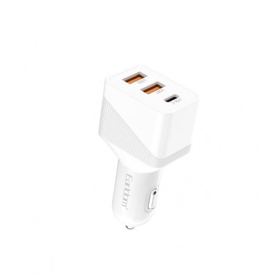 Блок питание USB (авто) Earldom ES-CC25 (20W+QC3.0) , (2USB выхода + USB- C), белый