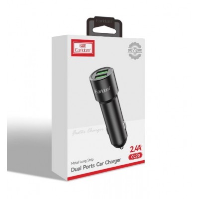 Блок питание USB (авто) Earldom ES-CC20, удлиненный корпус, 2USB выхода, серебро