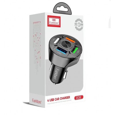 Блок питание USB (авто) Earldom ES-CC32 3.1A, 4USB выхода, черный