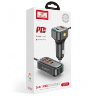 Блок питание USB (авто) Earldom ES-CC37 (30W), 5в1, (3USB выхода + 2USB- C) с удленителем на 1,5м,черный Блок питание USB (авто) Earldom ES-CC37 (30W), 5в1, (3USB выхода + 2USB- C) с удленителем на 1,5м,черный