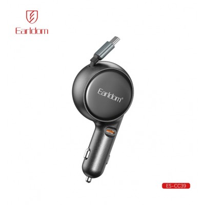 Блок питание USB (авто) Earldom ES-CC39 (60W), 1USB-C выход+ кабель автосмотка для Type C