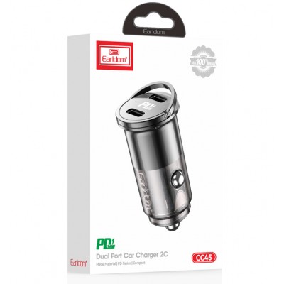 Блок питание USB (авто) Earldom ES-CC45 (36W) , (2USB- C), черный