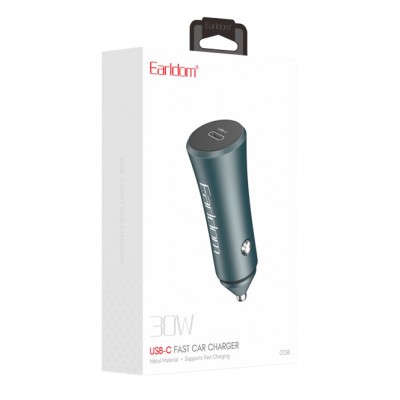 Блок питание USB (авто) Earldom ES-CC50 (30W) , (USB- C), серебро