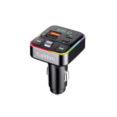 ФМ модулятор (2USB выхода + USB-C, Bluetooth) Earldom ET-M116 (27W) с подсветкой