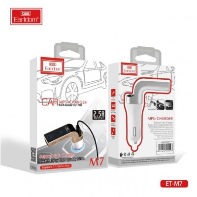 ФМ модулятор (USB выход +Bluetooth+AUX) Earldom ET-M7, 3A, с подсветкой ФМ модулятор (USB выход +Bluetooth+AUX) Earldom ET-M7, 3A, с подсветкой
