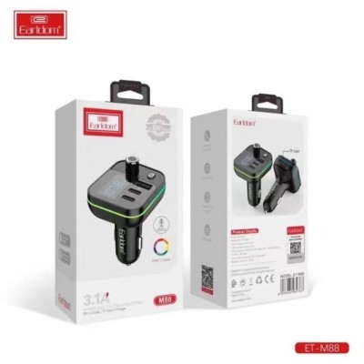ФМ модулятор (USB выход + 2USB-C, microSD, Bluetooth) Earldom ET-M88, 3.1A, с подсветкой ФМ модулятор (USB выход + 2USB-C, microSD, Bluetooth) Earldom ET-M88, 3.1A, с подсветкой