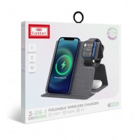 Беспроводное зарядное устройство 3в1 Earldom ET-WC36 для смартфонов/Apple Watch/Airpods, черный