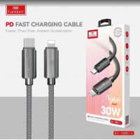 USB кабель Earldom EC-188 C-I Type C - Lightning, 30W,нейлон, черный