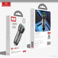 Блок питание USB (авто) Earldom ES-CC34 (43W) , (1USB выход + USB- C), черный