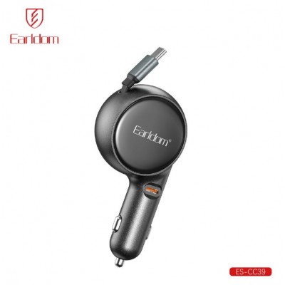 Блок питание USB (авто) Earldom ES-CC39 (60W), 1USB-C выход+ кабель авто смотка для Type C