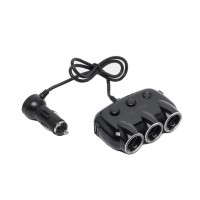 Разветвитель прикуривателя Earldom ES-CS1, на 3 прикуривателя, 2USB выхода, со шнуром, черный