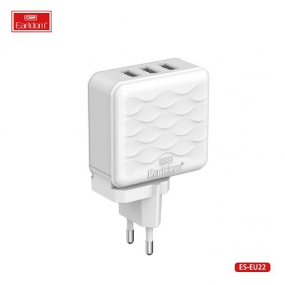 Блок питание USB (сеть) Earldom ES-EU22, 3USB выхода,3A, белый