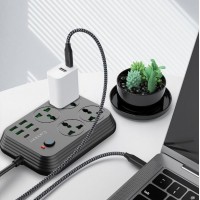 Удлинитель Earldom ES-SC25 EU, 4 розетки+4USB+2Type C PD,3.1A (3000W)