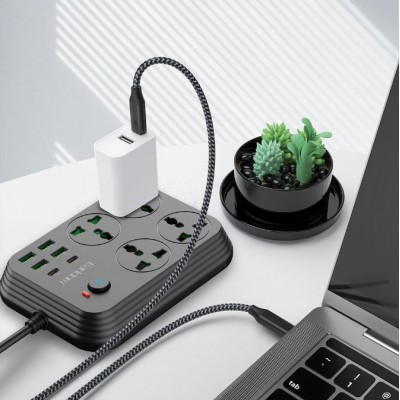 Удлинитель Earldom ES-SC25 EU, 4 розетки+4USB+2Type C PD,3.1A (3000W)