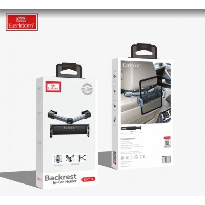 Держатель автомобильный раздвижной Earldom ET-EH234 c креплением на подголовник, планшет/смартфон, черный