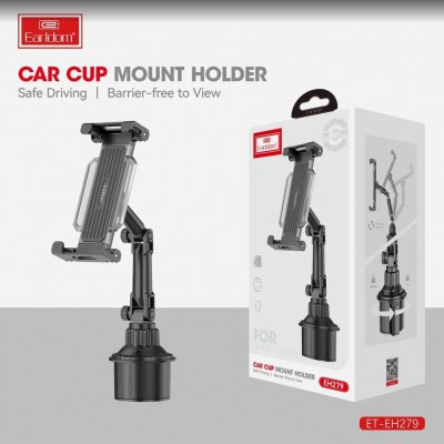 Держатель автомобильный раздвижной Earldom ET-EH279 в подстаканник, планшет/телефон, черный