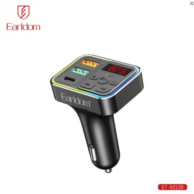 Автомобильный FM модулятор (2USB выхода + USB-C, Bluetooth) Earldom ET-M109,3.1A, с подсветкой