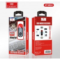 Ресивер Bluetooth для музыки Earldom ET-M24, (USB, микрофон), черный