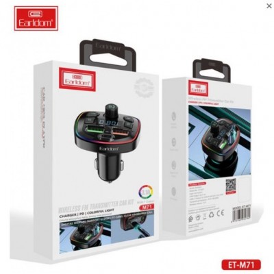Автомобильный FM модулятор (2USB выхода + USB-C, Bluetooth) Earldom ET-M71