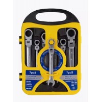 Набор рожково-накидных трещетных ключей с шарниром 8x19 7pcs