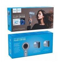 Фен для волос профессиональный 2 насадки Hoco Dar01 голубой