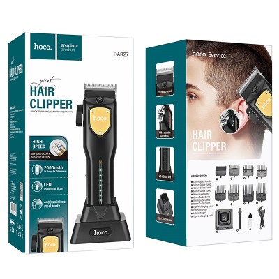 Машинка для стрижки волос мужская профессиональная Hoco DAR 27 с насадками