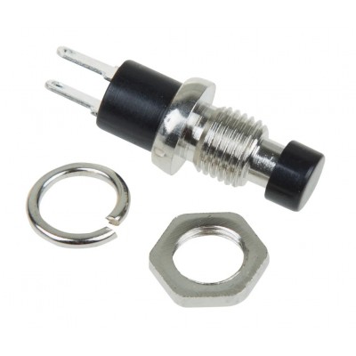 Кнопка 220v 2A (2c) (ON)-OFF Ø7,2 металл черная Micro/10