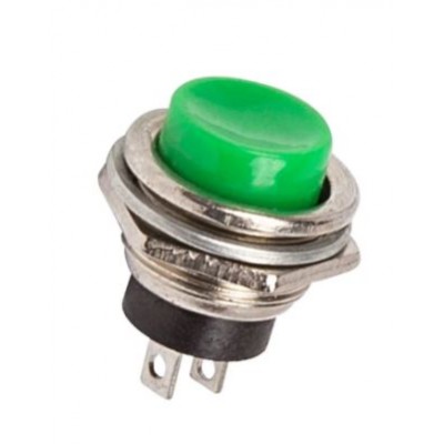Кнопка металл 250V 2А (2с) OFF-(ON) Ø16.2 зеленая (RWD-306) REXANT/10