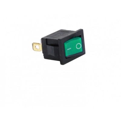 Клавиша 12V 15А Mini зеленая с подсветкой (3конт.) ON-OFF
