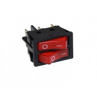 Клавиша 250V 16А ДВОЙНАЯ красная с подсветкой (6конт.) ON- OFF