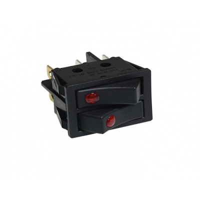 Клавиша 250V 16А ДВОЙНАЯ черная с подсветкой (6конт.) ON-OFF