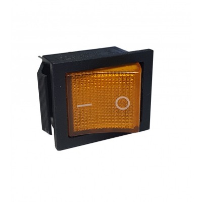 Клавиша 250V 16А желтая с подсветкой (6конт.) ON-OFF