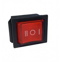 Клавиша 250V 16А красная с подсветкой (6конт.) ON-ON