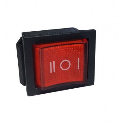 Клавиша 250V 16А красная с подсветкой (6конт.) ON-ON
