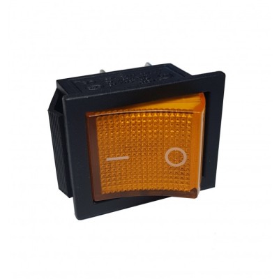 Клавиша 250V 16А желтая с подсветкой (4конт.) ON-OFF