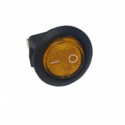 Клавиша 250V 6А круглая желтая с подсветкой (3конт.) ON-OFF